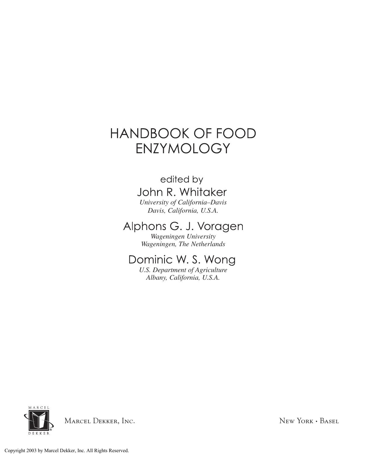 HANDBOOK OF FOOD ENZYMOLOGY