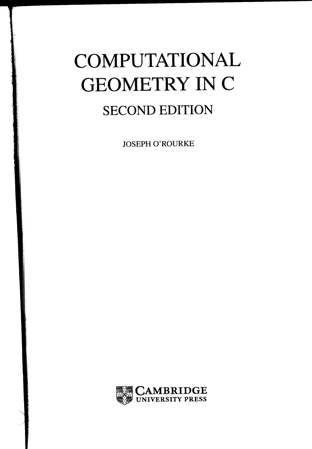 Computational Geometry In C O Rourke