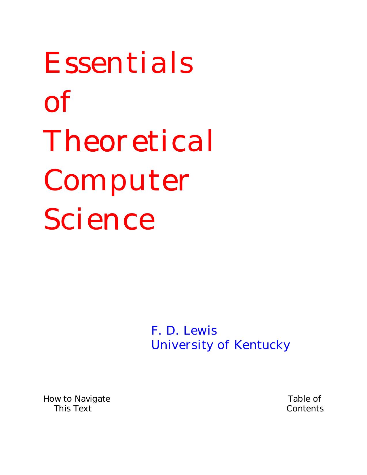 Essentials of Theoretical Computer Science